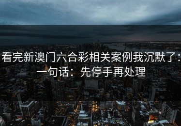 看完新澳门六合彩相关案例我沉默了：一句话：先停手再处理