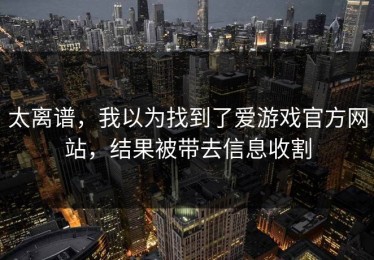 太离谱，我以为找到了爱游戏官方网站，结果被带去信息收割