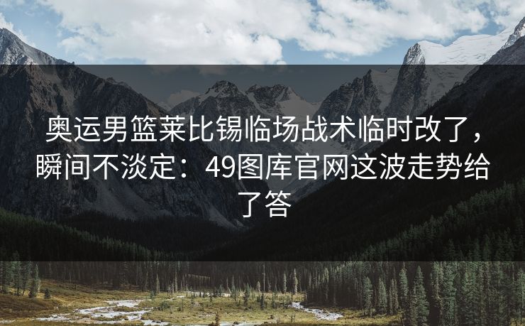 奥运男篮莱比锡临场战术临时改了，瞬间不淡定：49图库官网这波走势给了答