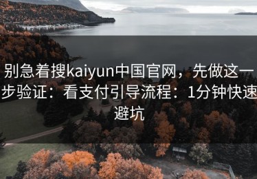 别急着搜kaiyun中国官网，先做这一步验证：看支付引导流程：1分钟快速避坑