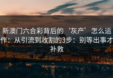 新澳门六合彩背后的‘灰产’怎么运作：从引流到收割的3步：别等出事才补救