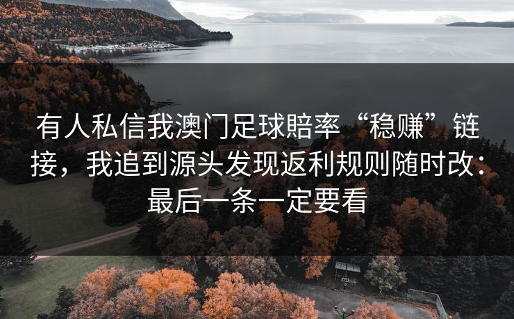 有人私信我澳门足球賠率“稳赚”链接，我追到源头发现返利规则随时改：最后一条一定要看